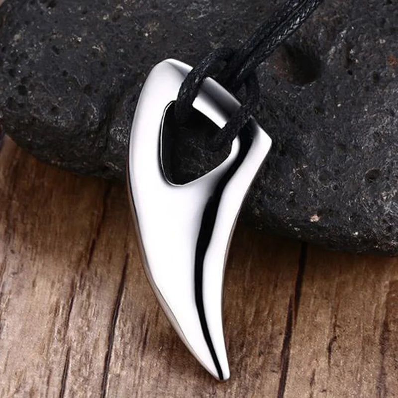 Silver Black Stainless Steel Bull Horn Design Pendants