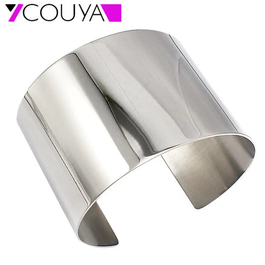 Stainless Steel Gold Silver Wide Wrist Cuff