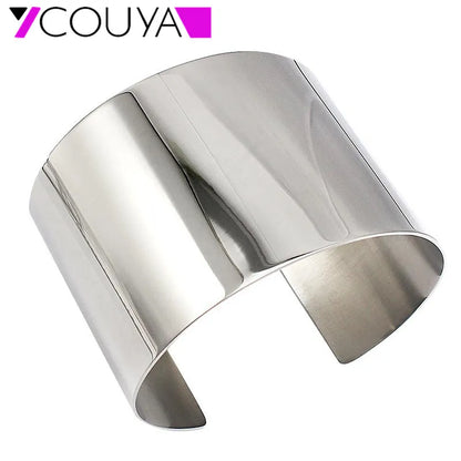 Stainless Steel Gold Silver Wide Wrist Cuff