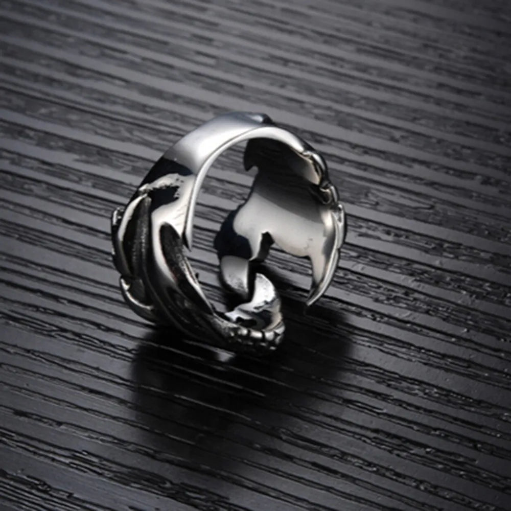 Chrome Titanium Steel Dragon Claw Ring