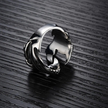 Chrome Titanium Steel Dragon Claw Ring