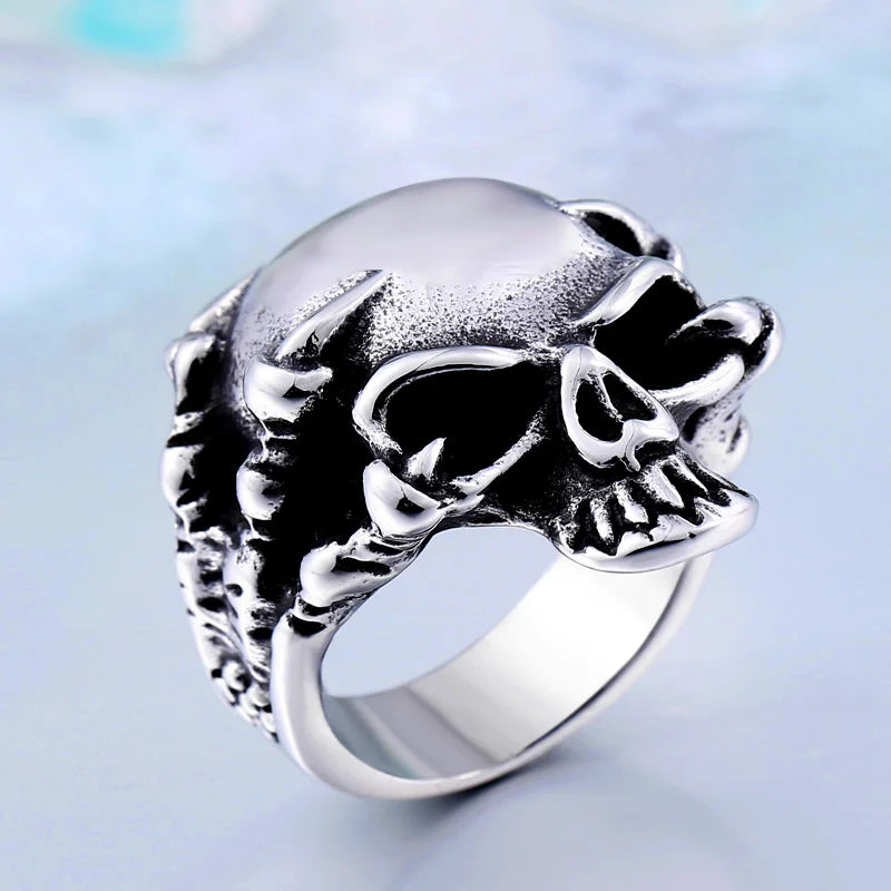 Gothic Punk Claw Silver Black Skull Skeleton Rings