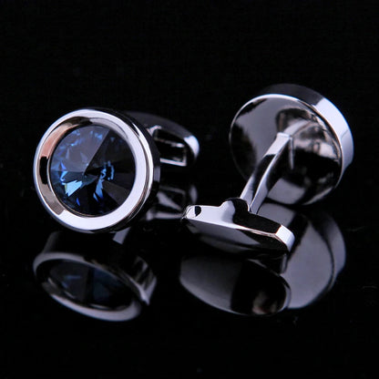 Dress Shirt Blue Green Crystal Cuff Links