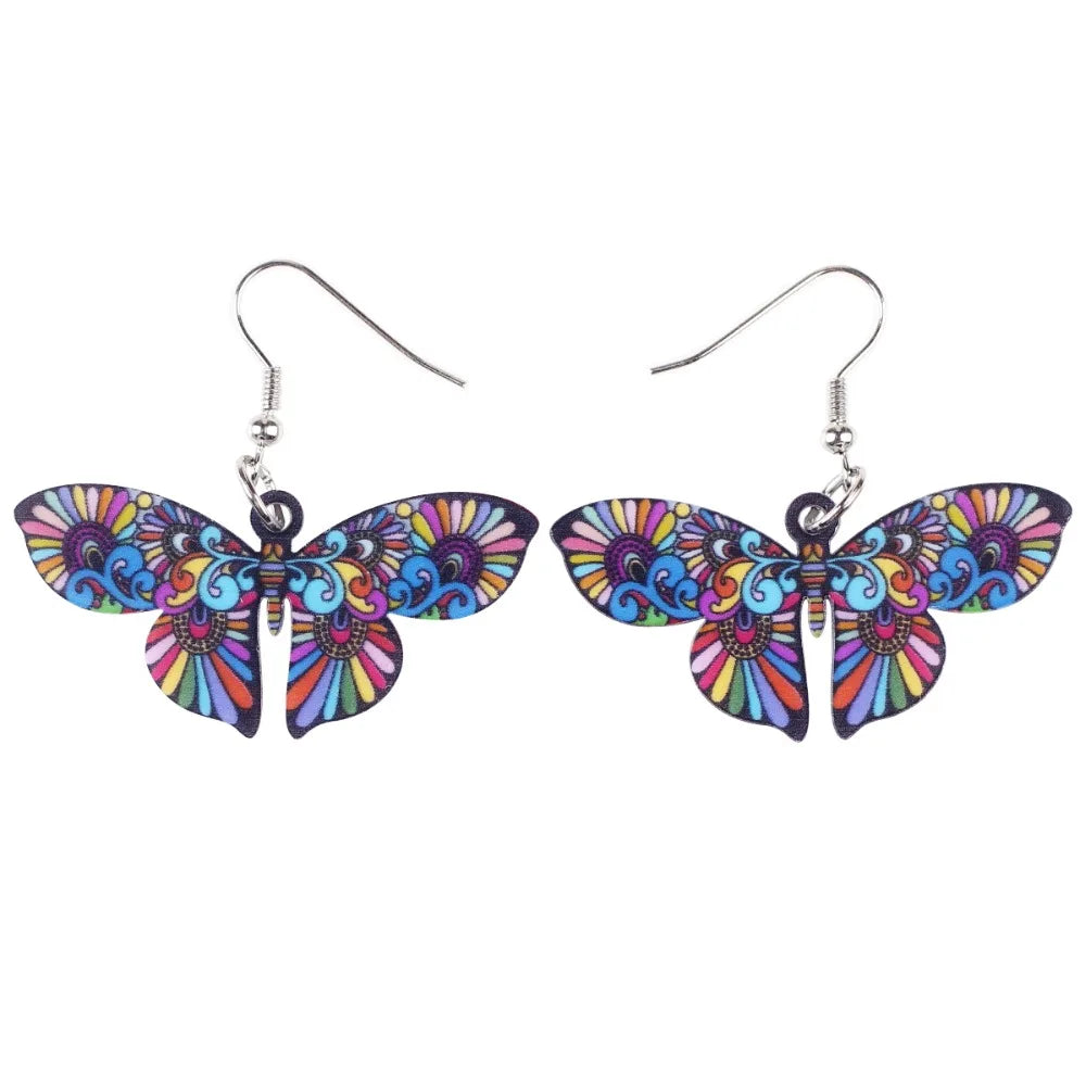 Colorful Butterfly Acrylic Stain Glass Earrings