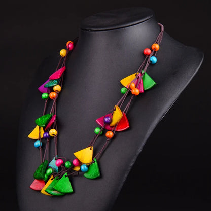 Bohemian Multi-Layer Colorful Wood Necklace