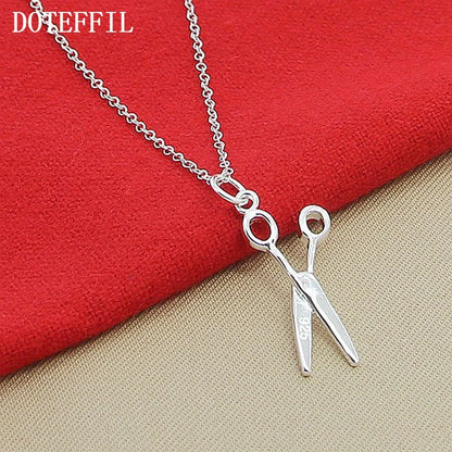 Silver Scissors 18 Inch Chain Pendant Necklace