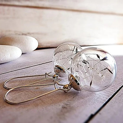 Small Glass Globe with Enclosed Flowers Earrings 16mm