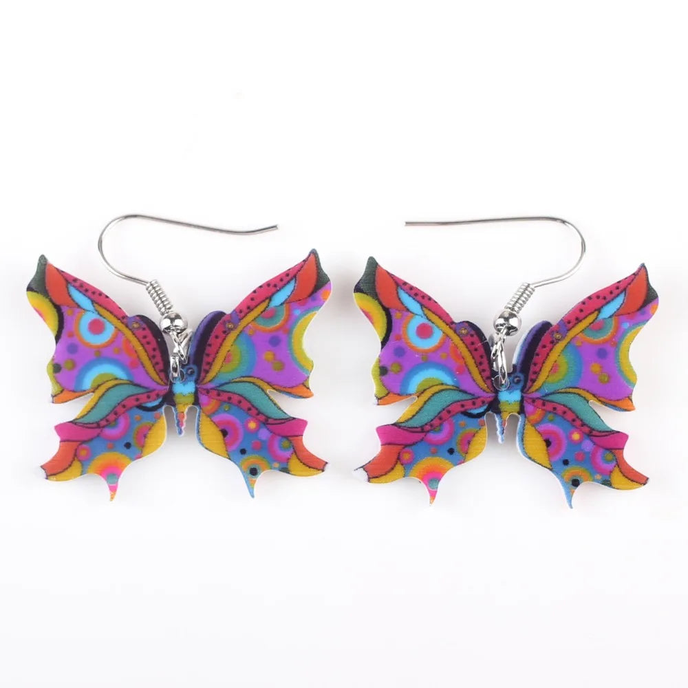 Colorful Butterfly Acrylic Stain Glass Earrings