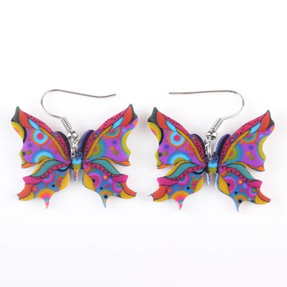 Colorful Butterfly Acrylic Stain Glass Earrings