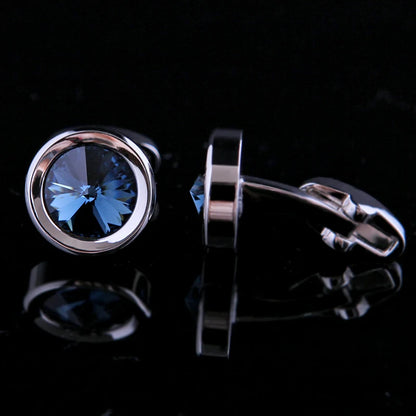 Dress Shirt Blue Green Crystal Cuff Links