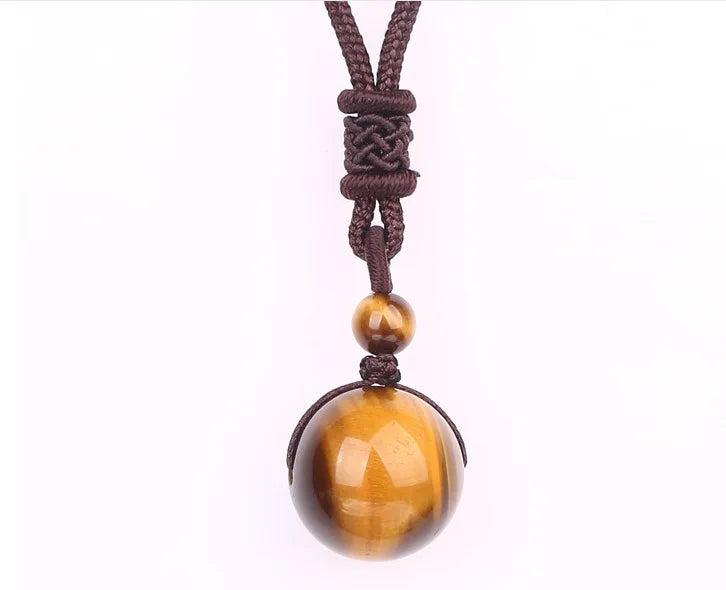 Natural Black Obsidian Tiger Eye Stone Pendant 16mm