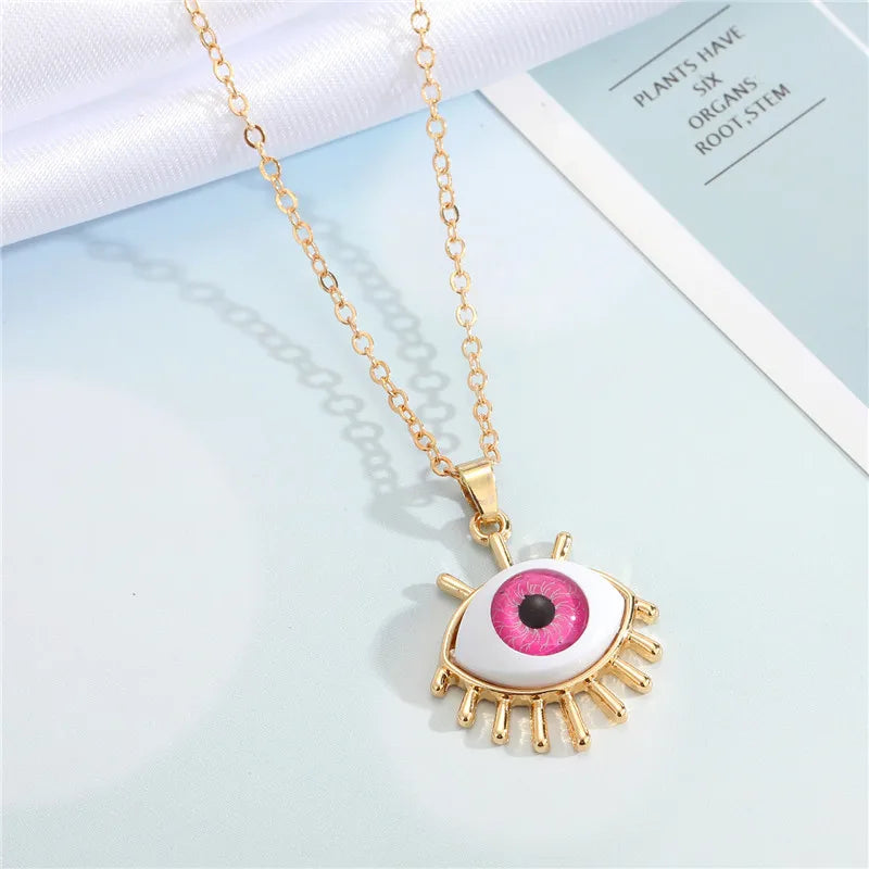 Resin Evil Eye Pendant Necklaces