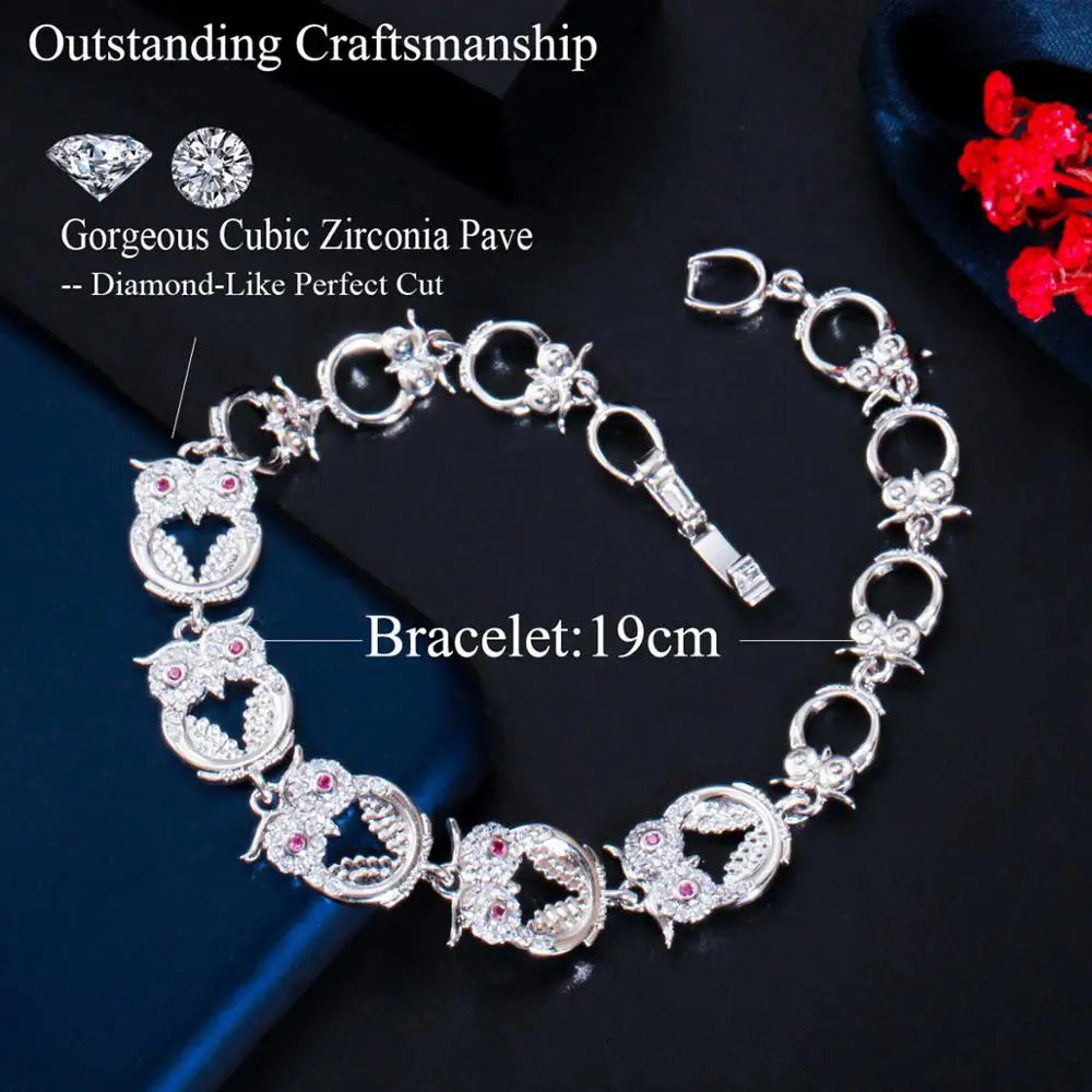 Cubic Zirconia Chain Link Bangle Bracelets