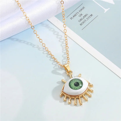 Resin Evil Eye Pendant Necklaces