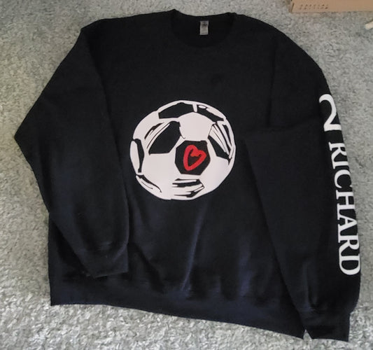 Black Sweatshirt with Custom Made Logo on Front and Sleeve