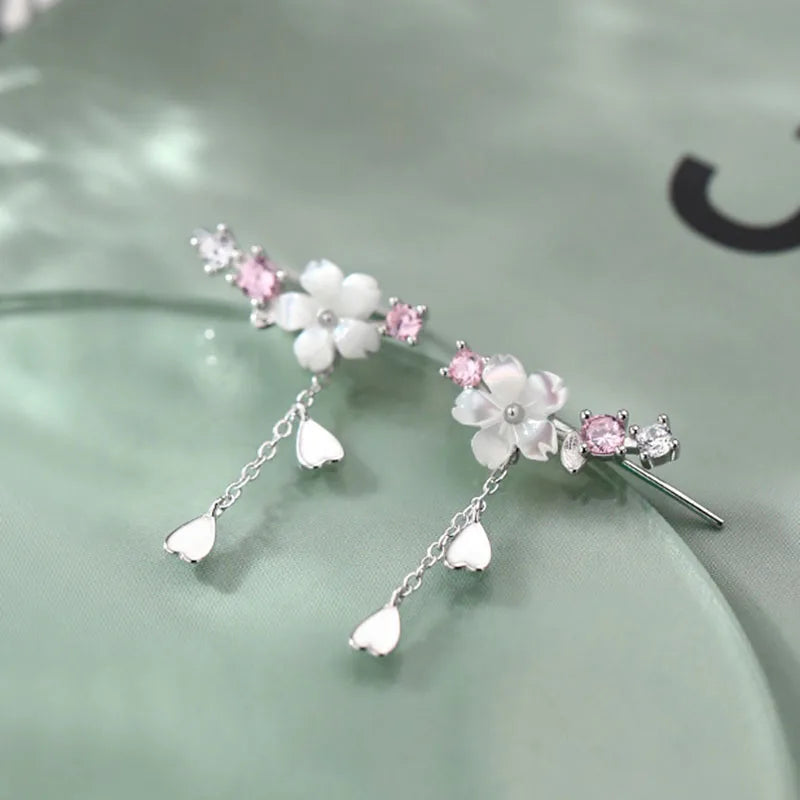 Delicate Silver Acrylic Floral Studs