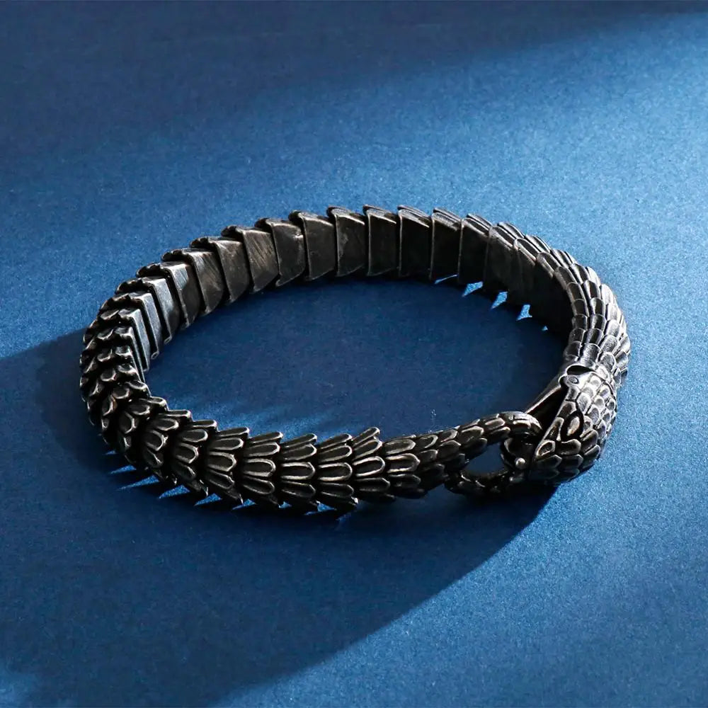 Black Stainless Steel Snake Link Chain Bracelets