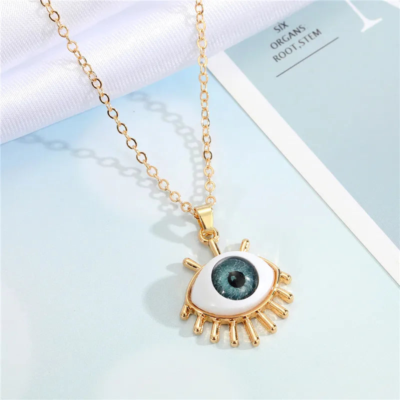 Resin Evil Eye Pendant Necklaces