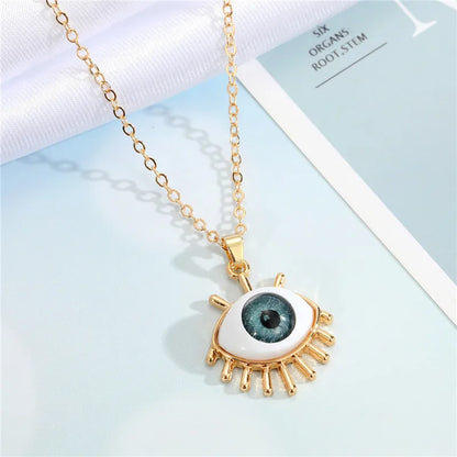 Resin Evil Eye Pendant Necklaces