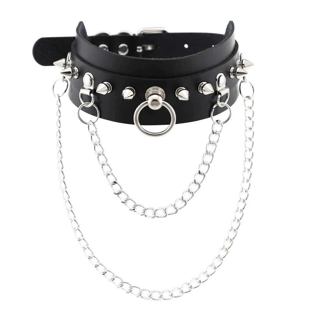 Black Goth Punk Spike Rivet Chokers