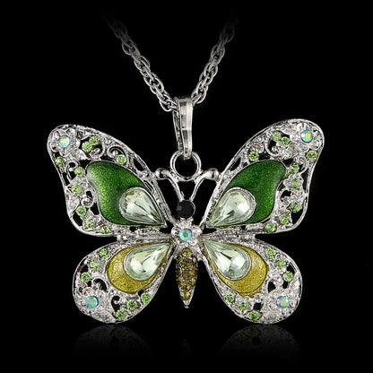 Tibetan Butterfly Enamel Butterfly Pendant Necklaces