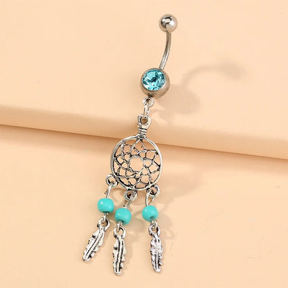 Colorful Crystal Dangle Stainless Steel Belly Button Rings