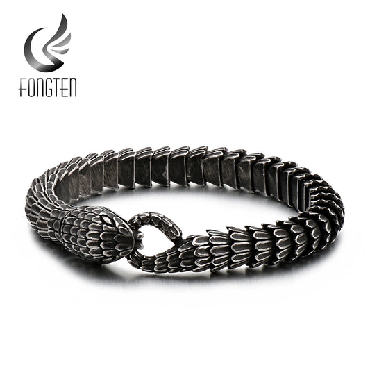 Black Stainless Steel Snake Link Chain Bracelets