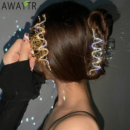 Gold Silver Rhinestone Hair Claw Clip