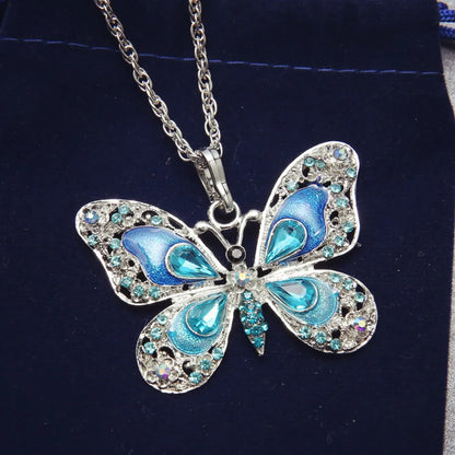 Tibetan Butterfly Enamel Butterfly Pendant Necklaces