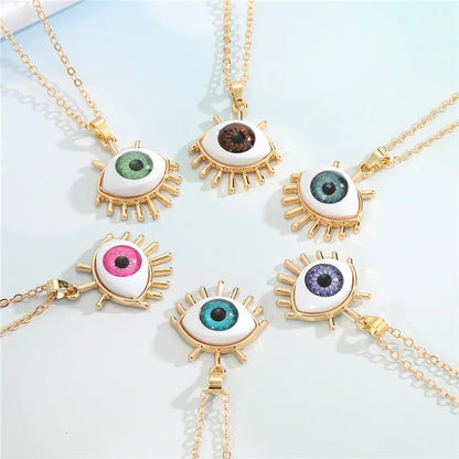 Resin Evil Eye Pendant Necklaces