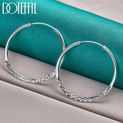 Sterling Silver Round 40 45 50mm Hoop Earrings