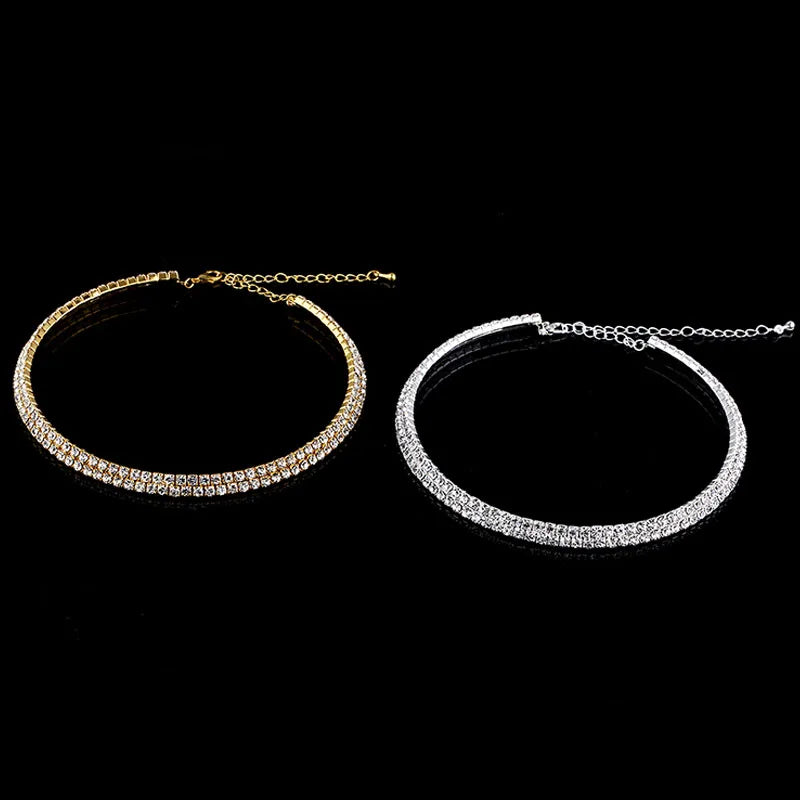 Silver and Gold Crystal Rhinestone Chokers