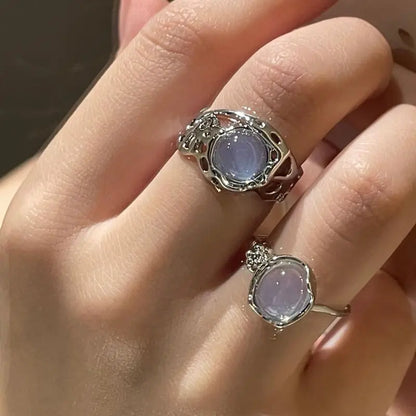 Elegant Opal Irregular Crystal Adjustable Rings