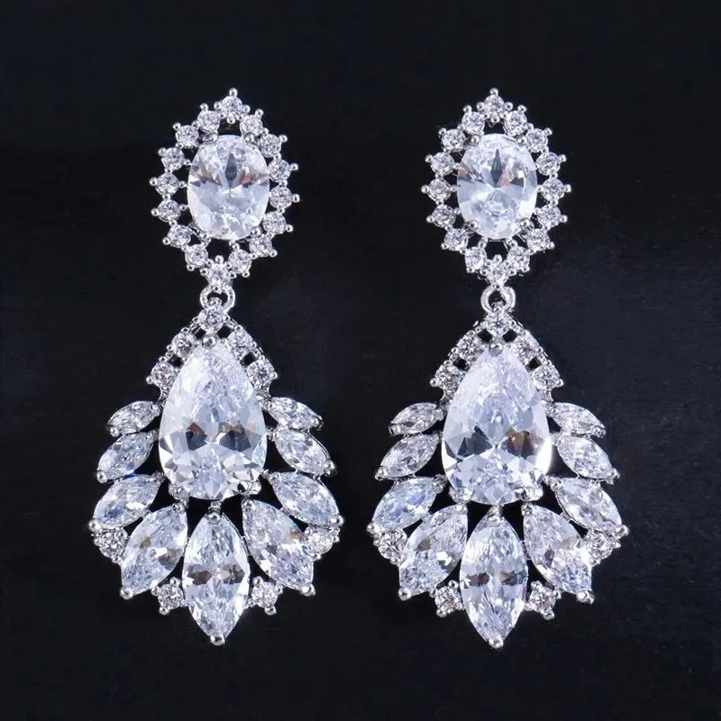 Elegant Cubic Zirconia Crystal Drop Earrings