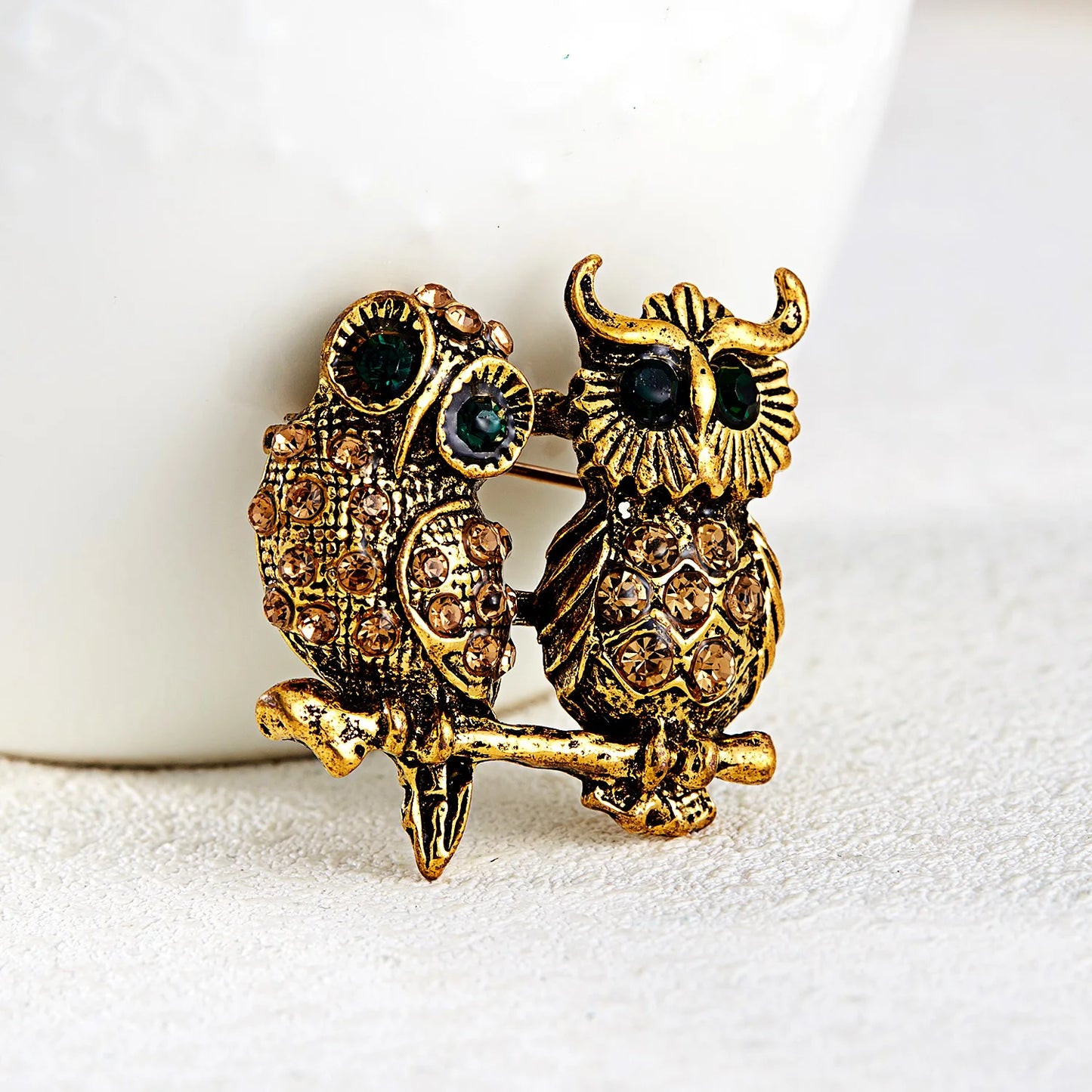 Owl Brooches Pearls Rhinestone Enamel Bird Brooch