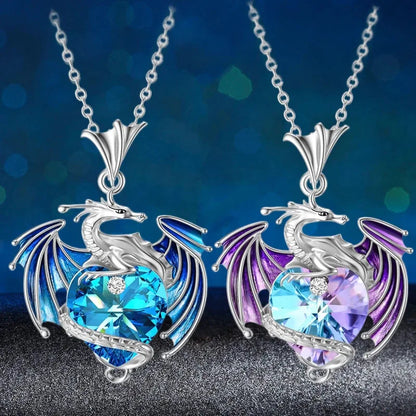 Crystal Purple Blue Dragon Necklaces