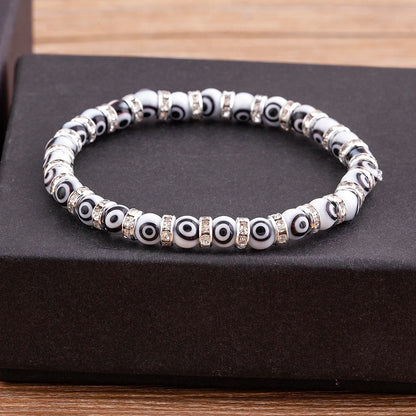 Evil Eye Beaded Elastic Bracelets