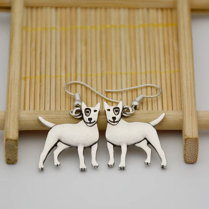 Bull Dog Terrier Drop Silver Earrings