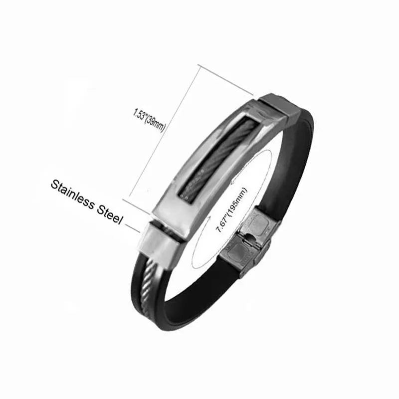 Men's Stainless Steel Wire Silicone Cable Bracelets