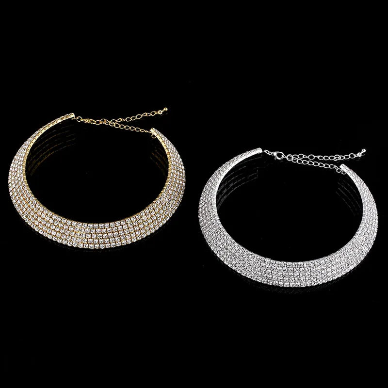 Silver and Gold Crystal Rhinestone Chokers