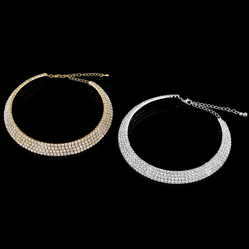 Silver and Gold Crystal Rhinestone Chokers