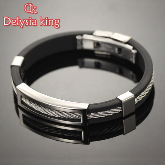 Men's Stainless Steel Wire Silicone Cable Bracelets