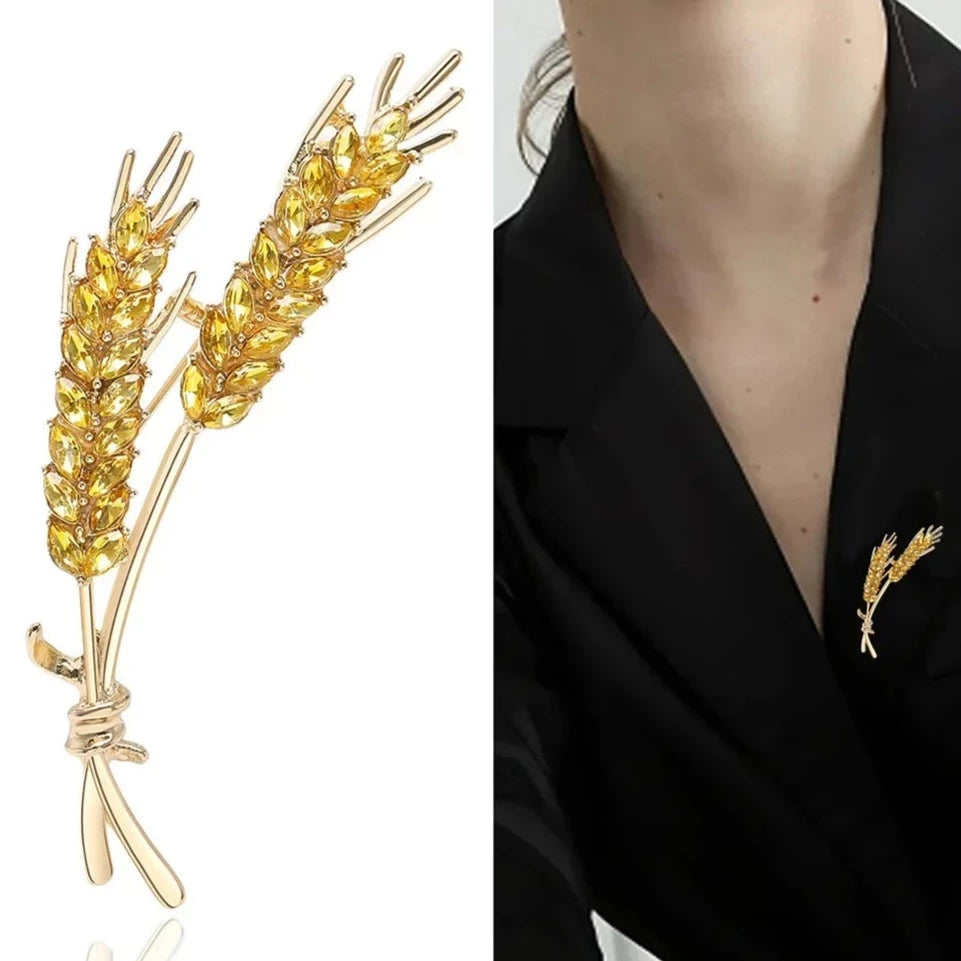 Ukraine Colorful and White Rhinestone Wheat Pins