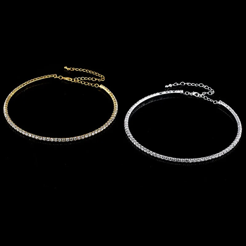 Silver and Gold Crystal Rhinestone Chokers