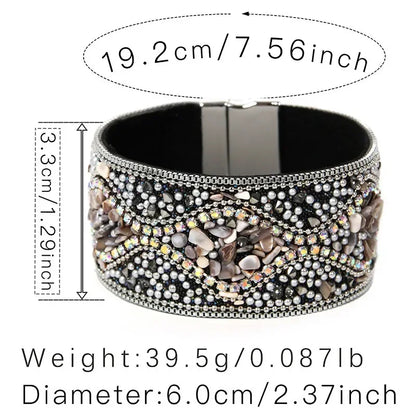 Bohemian Retro Rhinestone Wide Wrist Cuff