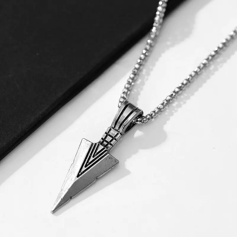 Black Silver Warrior Spear Pendant