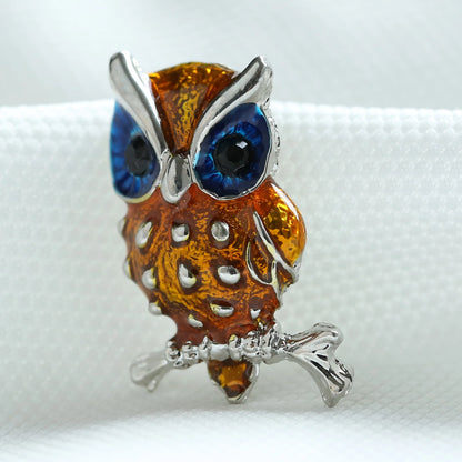 Owl Brooches Pearls Rhinestone Enamel Bird Brooch