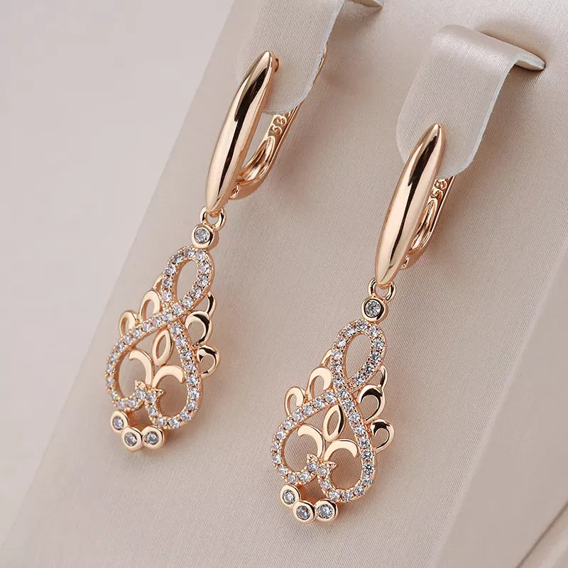 Rose Gold Natural Zirconia Earrings Fashion Vintage Necklace