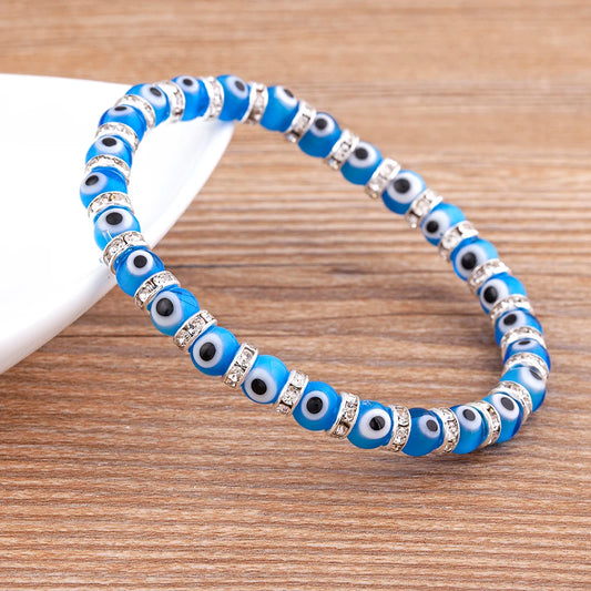 Evil Eye Beaded Elastic Bracelets