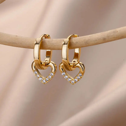 Zirconia Multi-Heart Earrings Hoops